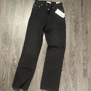 Zara Black Stove Pipe High Waist Jeans